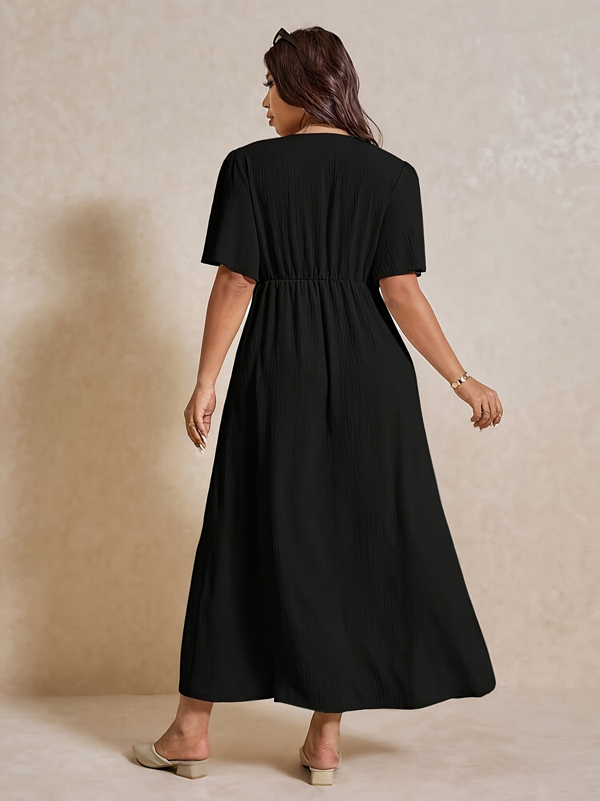 Robe longue grande taille — Nœud torsadé et quatre teintes