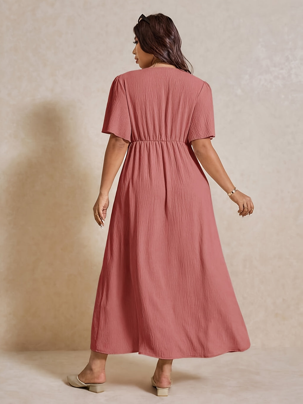 Robe longue grande taille — Nœud torsadé et quatre teintes