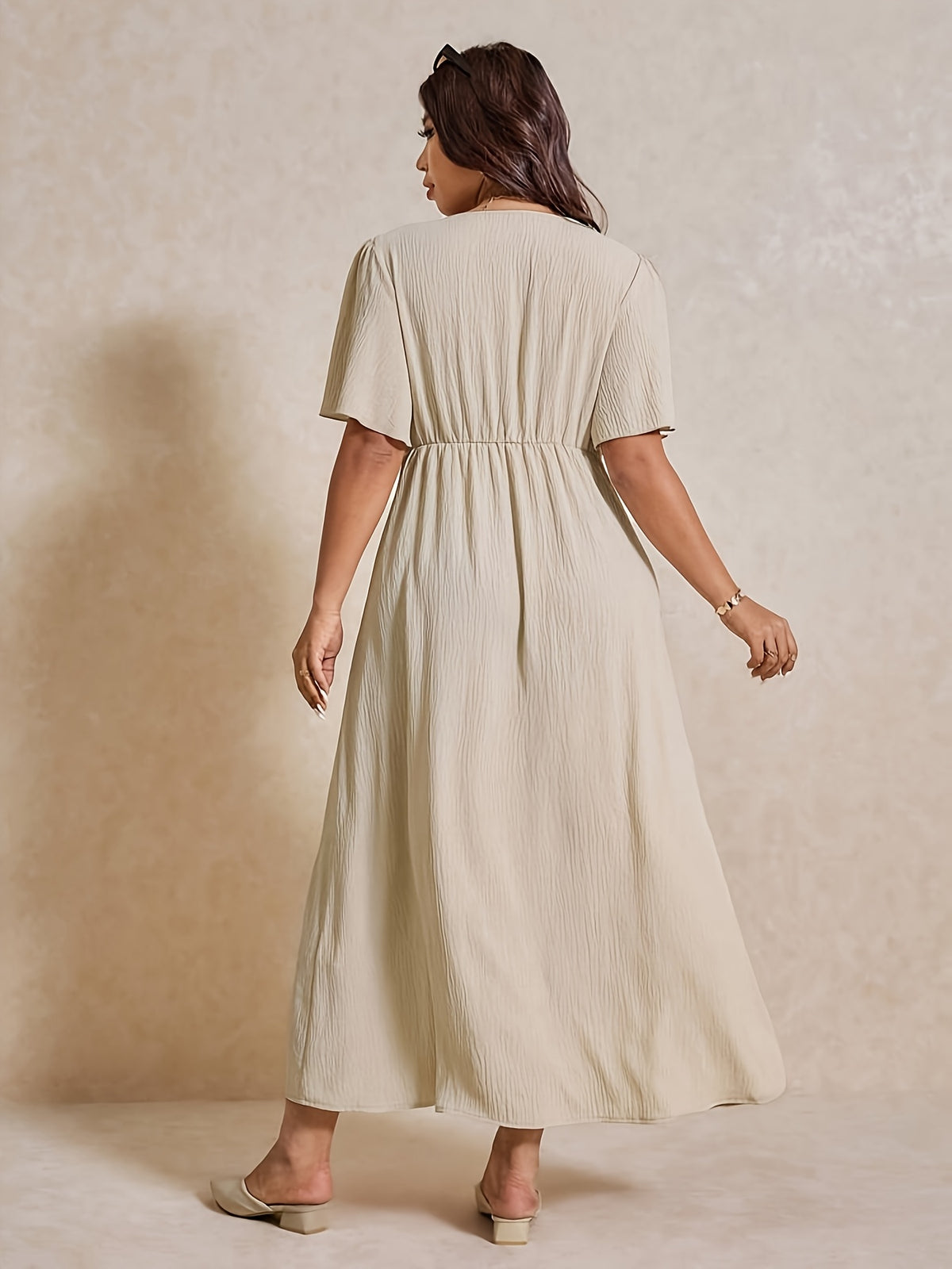 Robe longue grande taille — Nœud torsadé et quatre teintes
