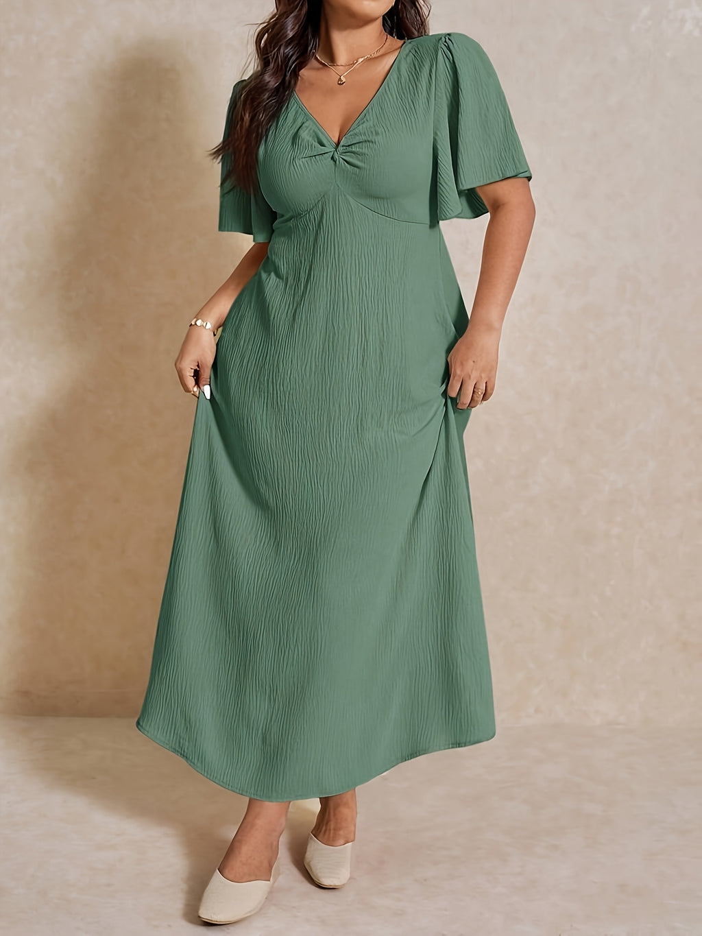 Robe longue grande taille — Nœud torsadé et quatre teintes