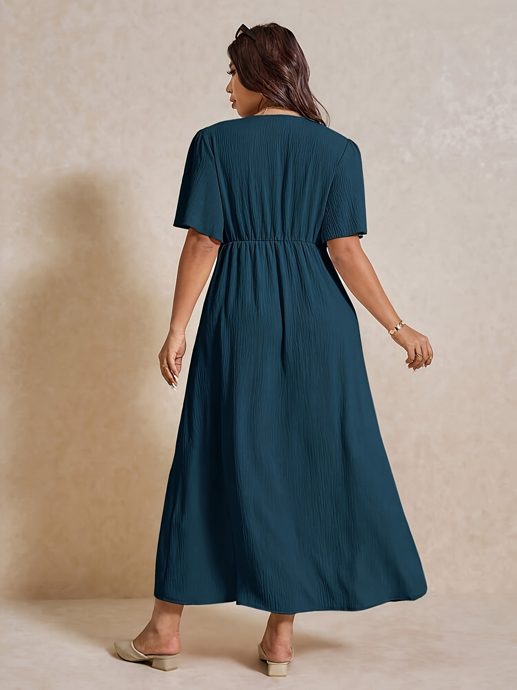 Robe longue grande taille — Nœud torsadé et quatre teintes