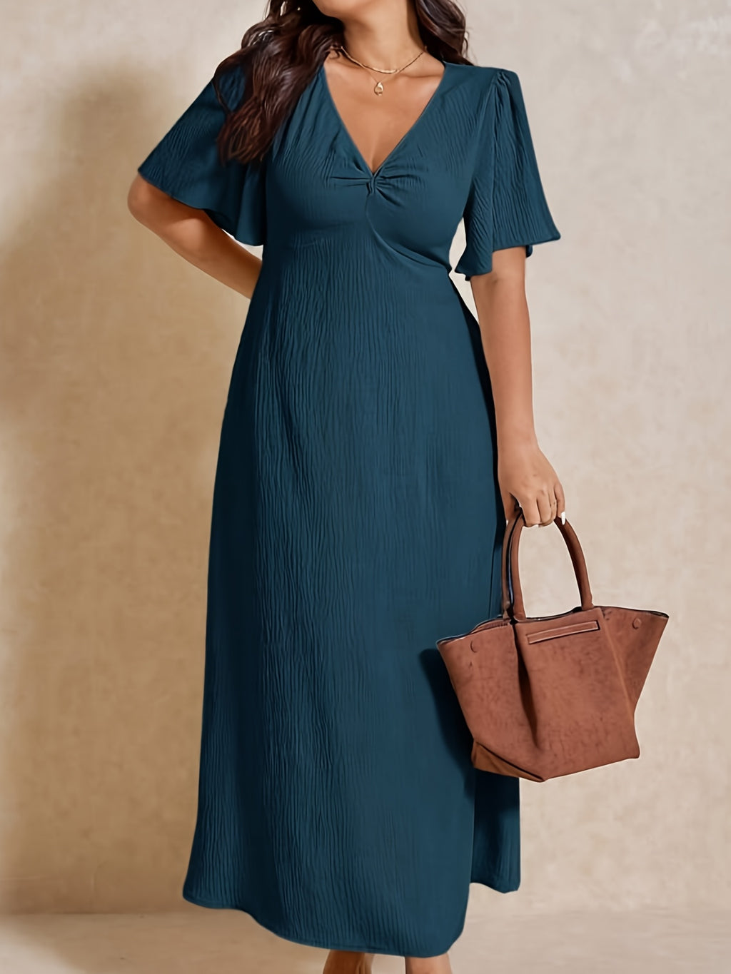 Robe longue grande taille — Nœud torsadé et quatre teintes