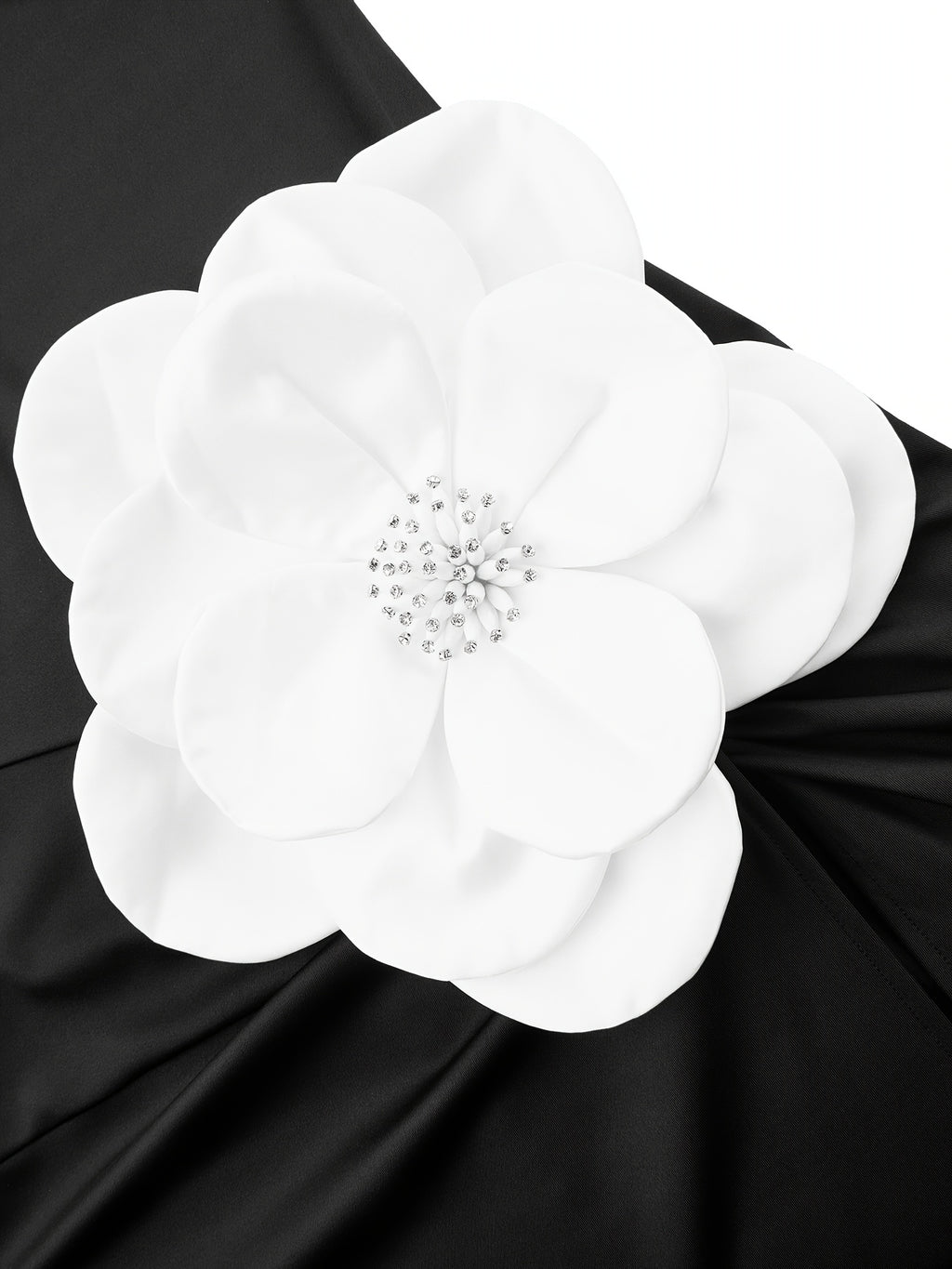 Robe longue grande taille — Fleur blanche et fente haute