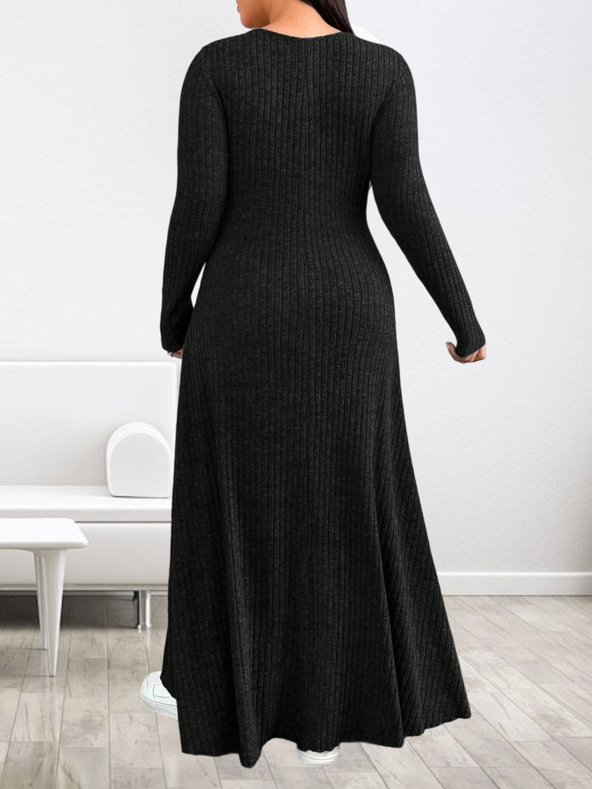 Robe longue grande taille — Patte boutonnée jusqu'au 6XL