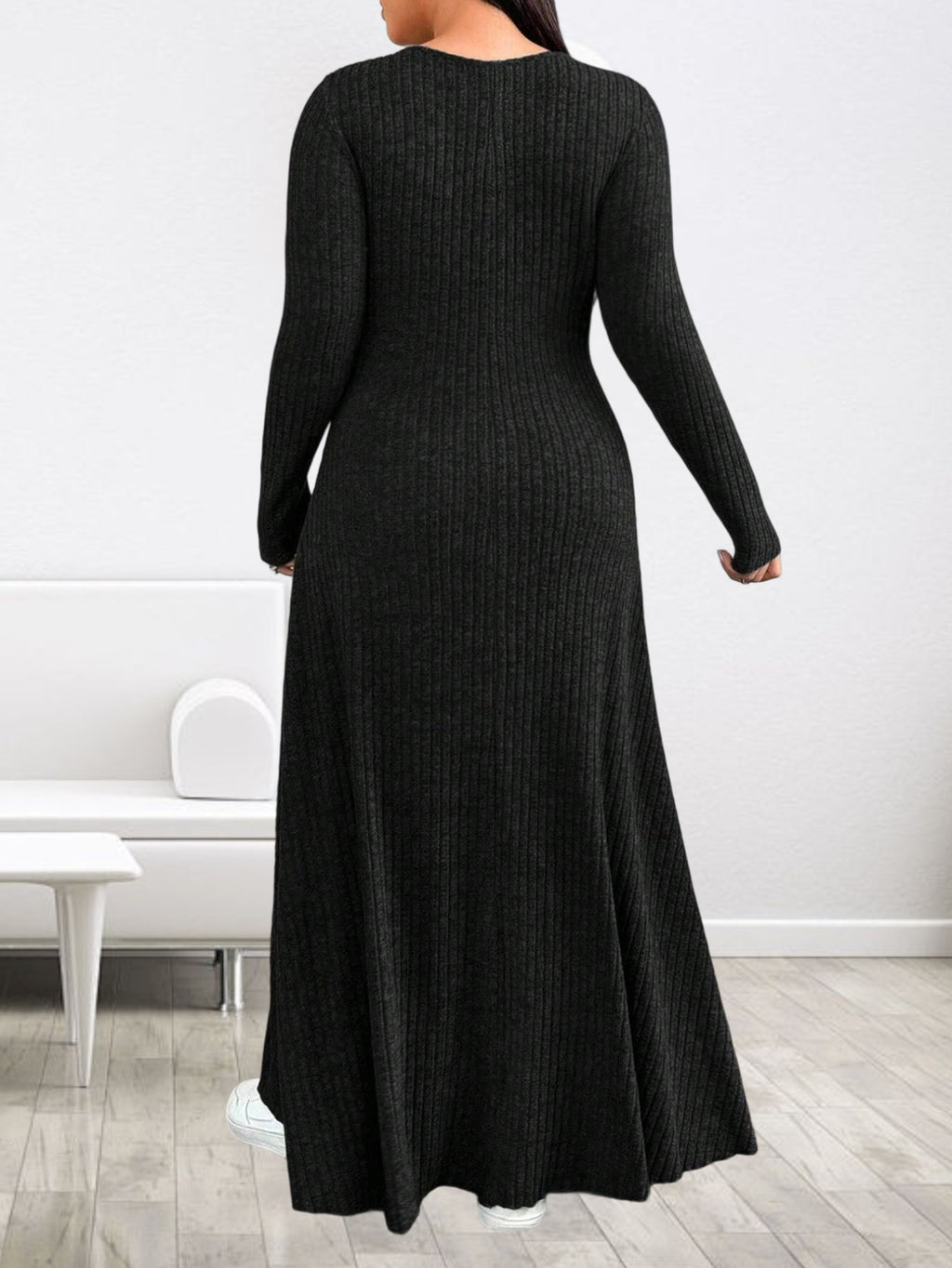 Robe longue grande taille — Patte boutonnée jusqu'au 6XL