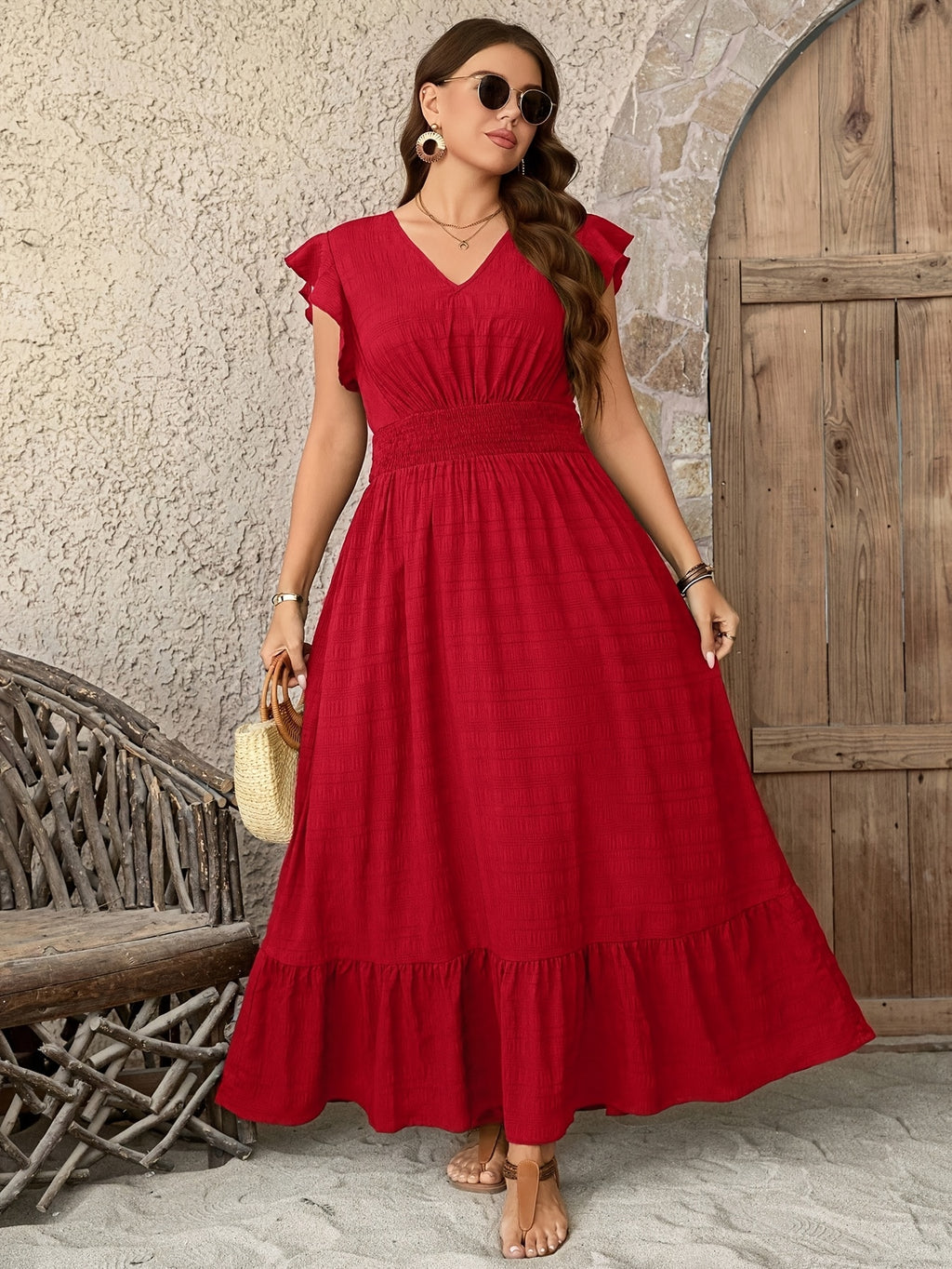 Robe longue grande taille — Taille smockée et sept coloris