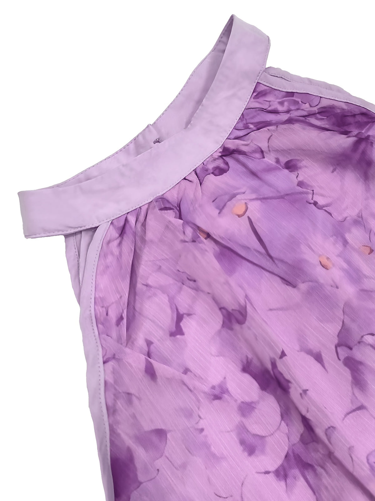 Robe longue grande taille — Voile imprimé et volant d'ourlet