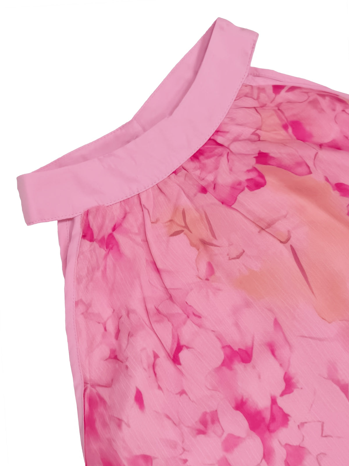 Robe longue grande taille — Voile imprimé et volant d'ourlet