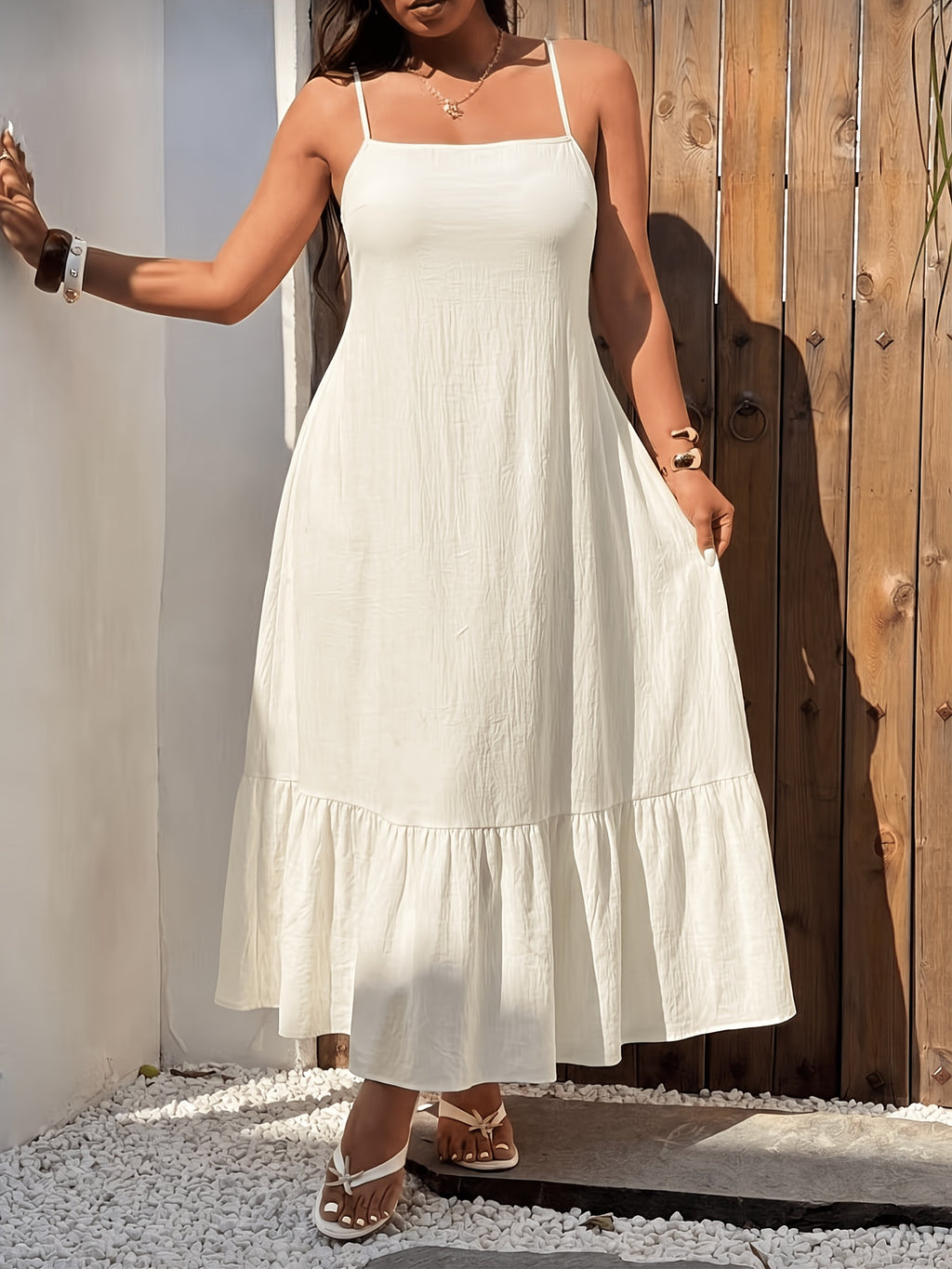Robe longue grande taille — Ivoire à fleurs de tulle cousues