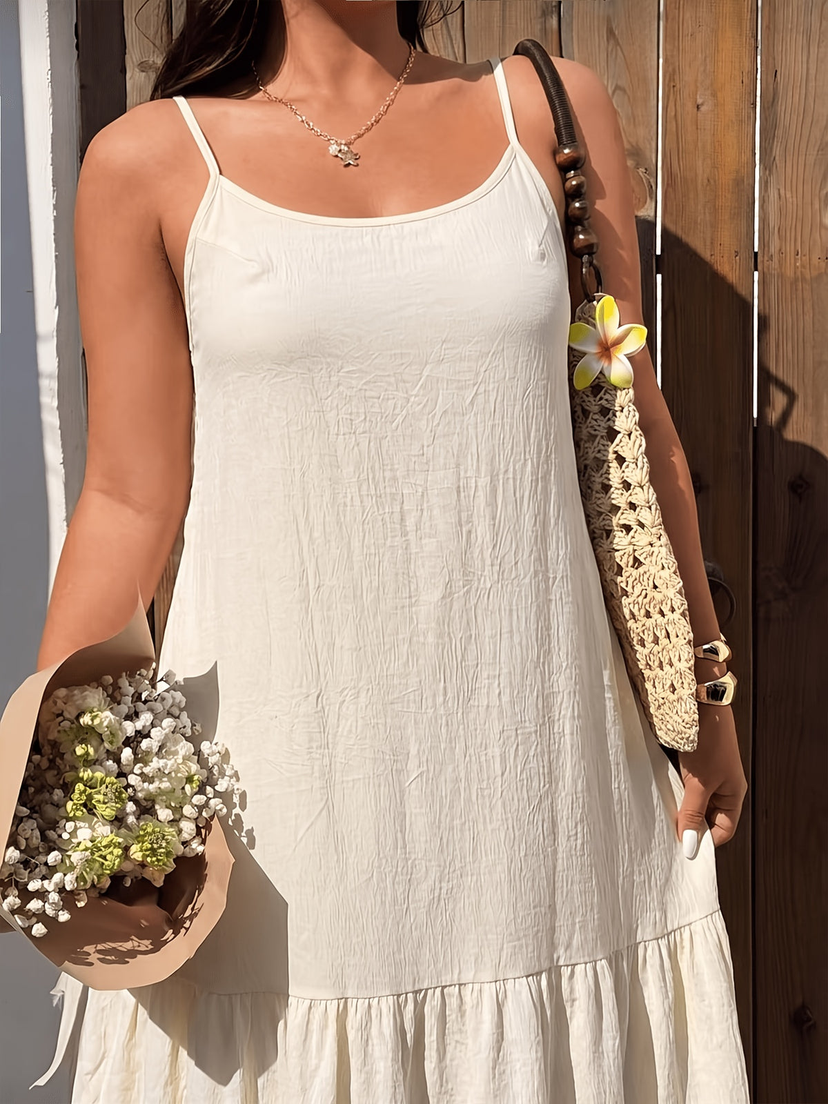 Robe longue grande taille — Ivoire à fleurs de tulle cousues
