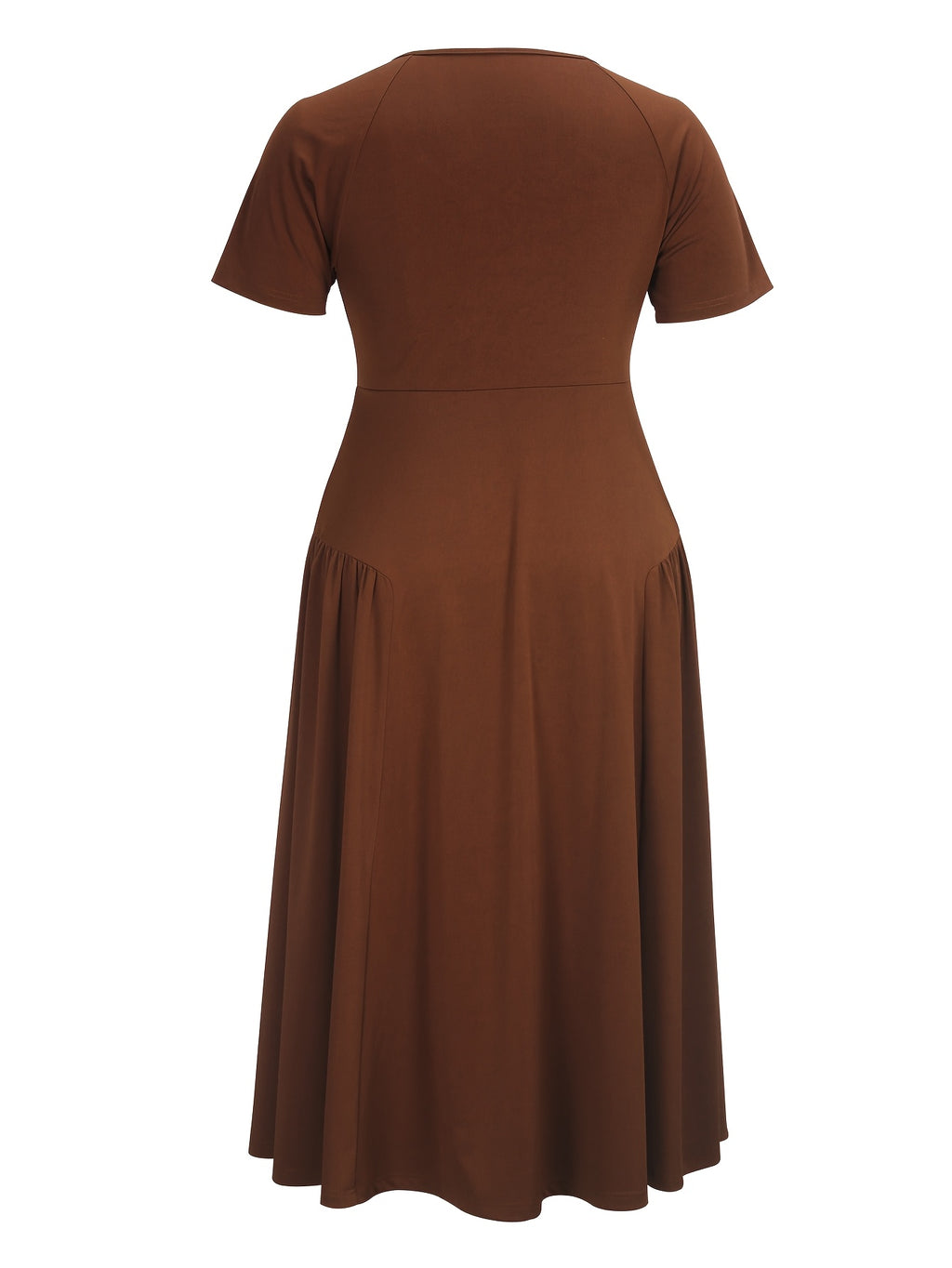 Robe longue grande taille, col cœur et jupe froncée