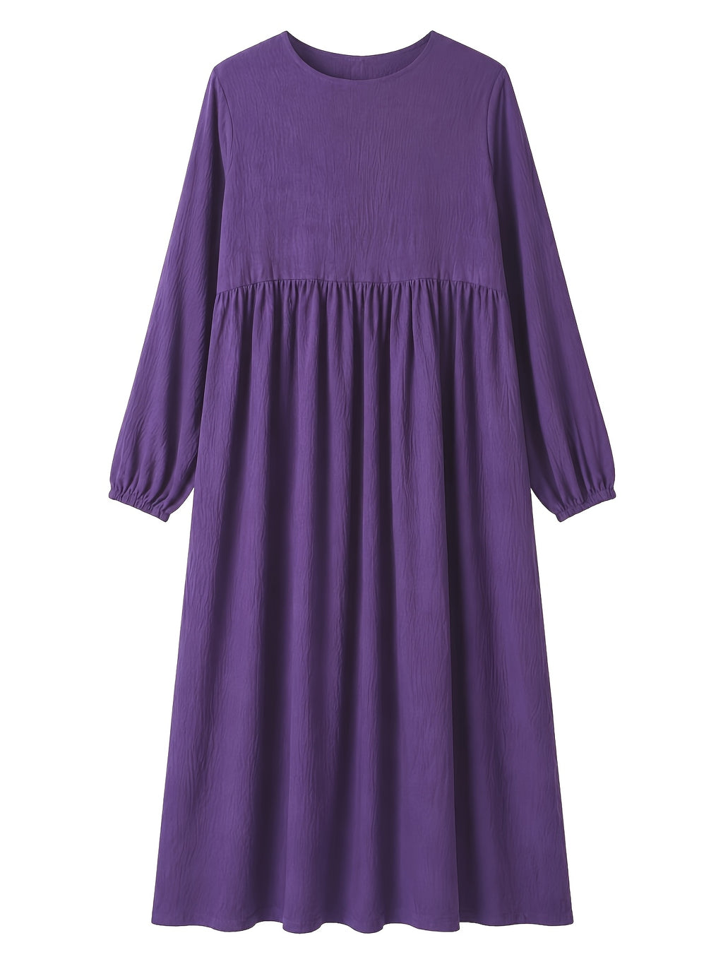 Robe longue grande taille, fente boutonnée au dos, crêpe ample