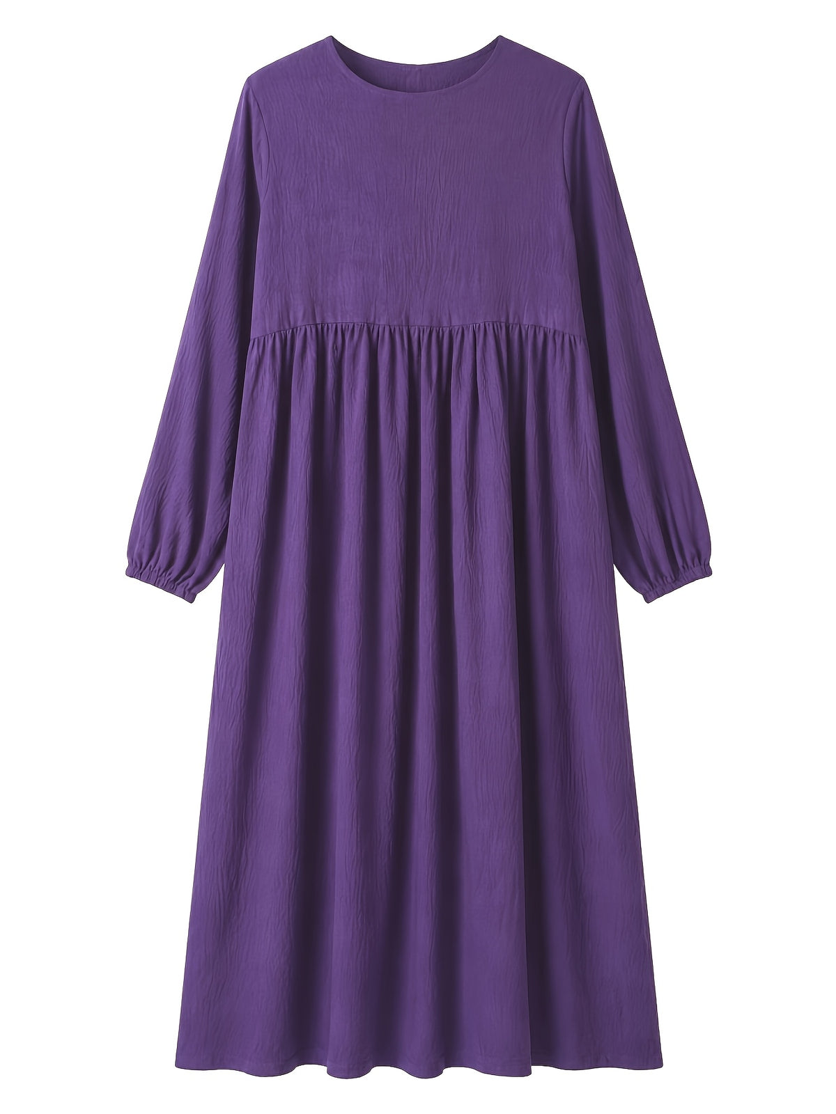 Robe longue grande taille, fente boutonnée au dos, crêpe ample