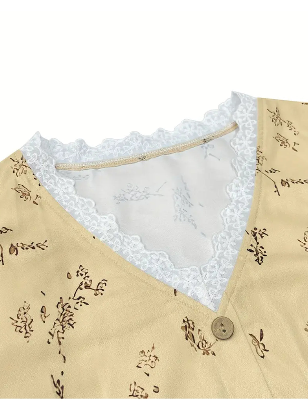 Robe maxi grande taille — Jaune beurre à semis floral brun