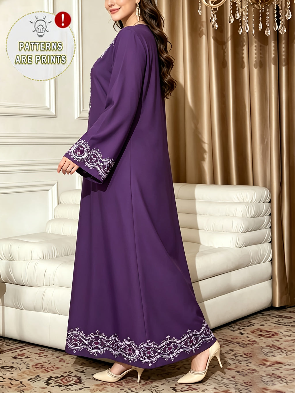 Robe maxi grande taille — Violet à frise ethnique imprimée