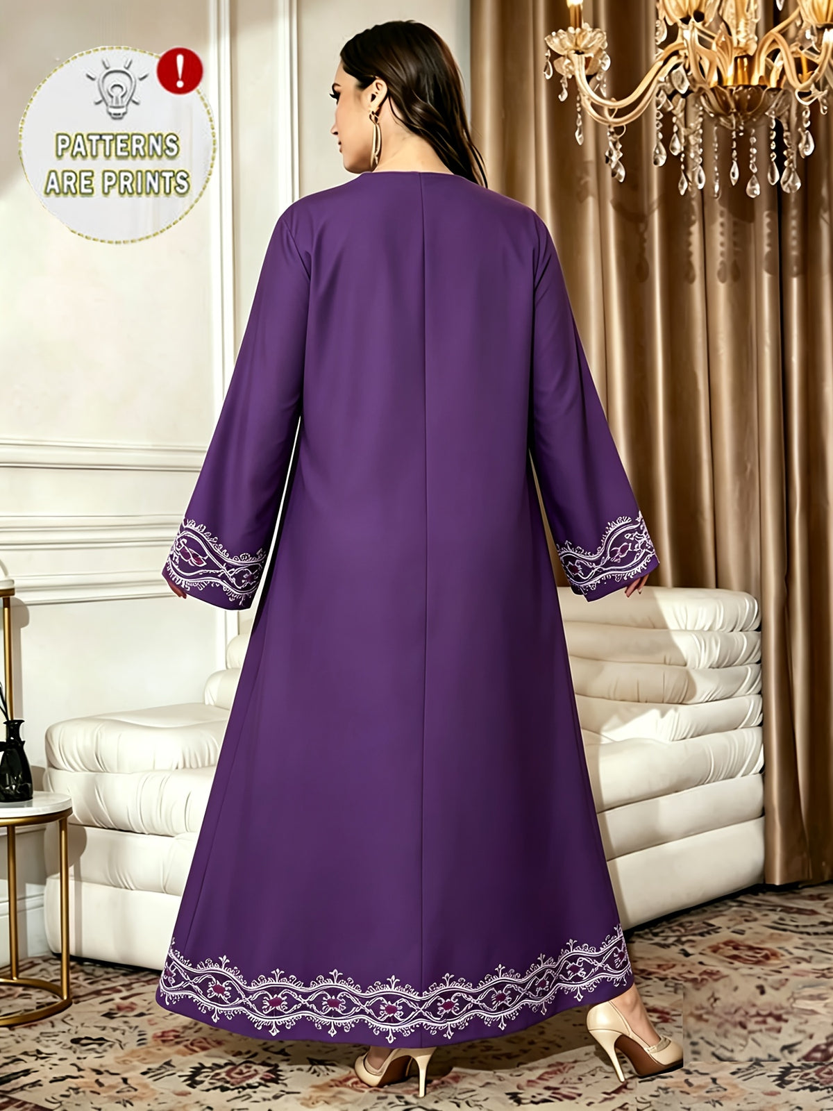 Robe maxi grande taille — Violet à frise ethnique imprimée