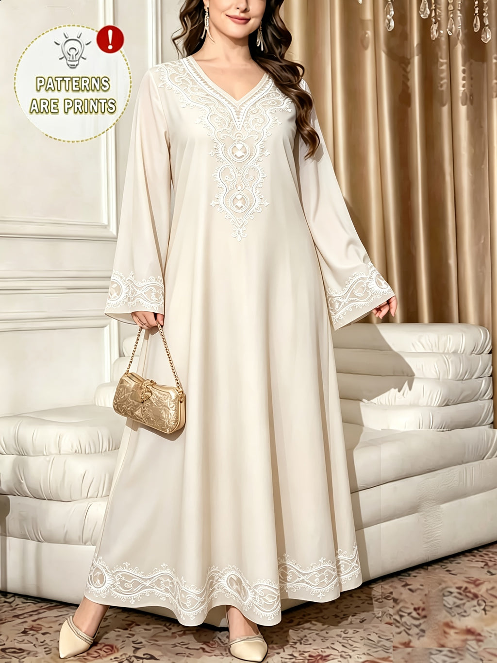 Robe maxi grande taille — Violet à frise ethnique imprimée