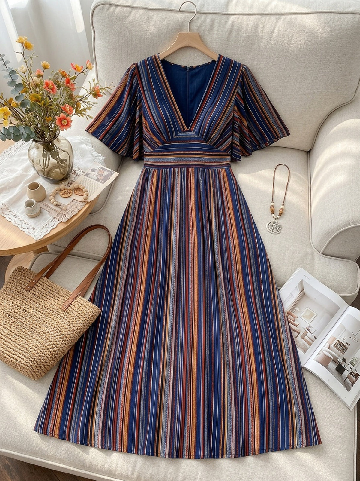 Robe maxi grande taille, trois imprimés en viscose mate