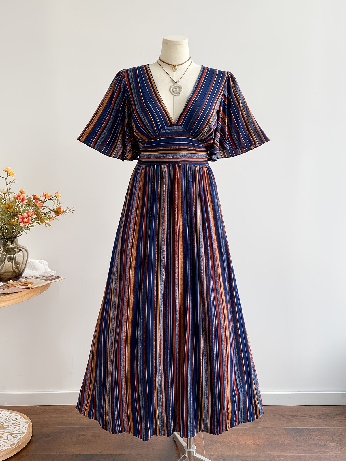 Robe maxi grande taille, trois imprimés en viscose mate