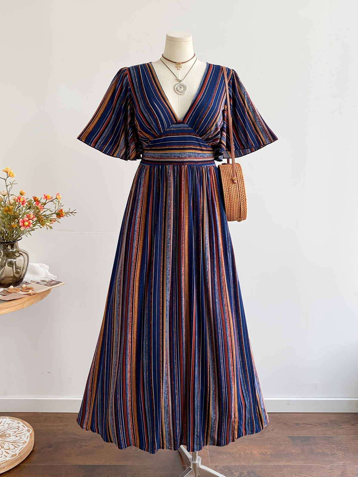 Robe maxi grande taille, trois imprimés en viscose mate