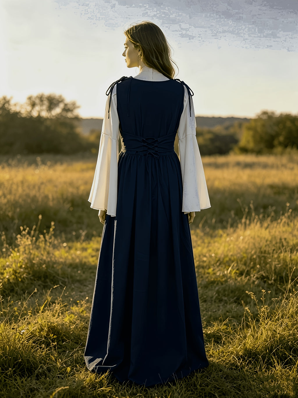 Robe médiévale grande taille, deux pièces à laçage devant