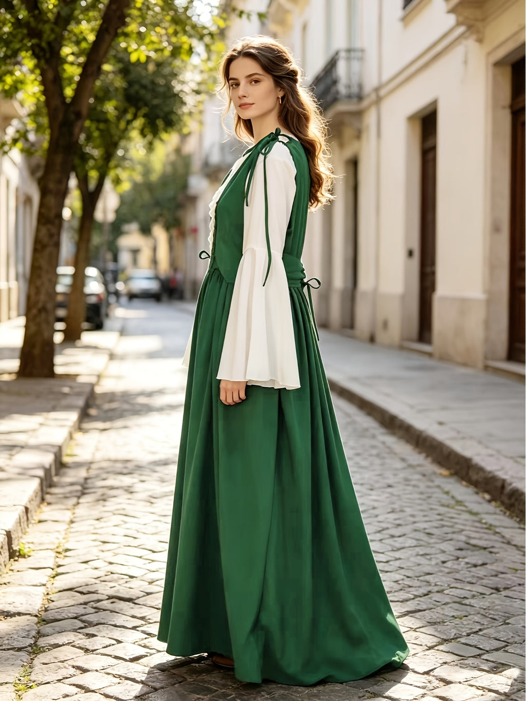 Robe médiévale grande taille, deux pièces à laçage devant