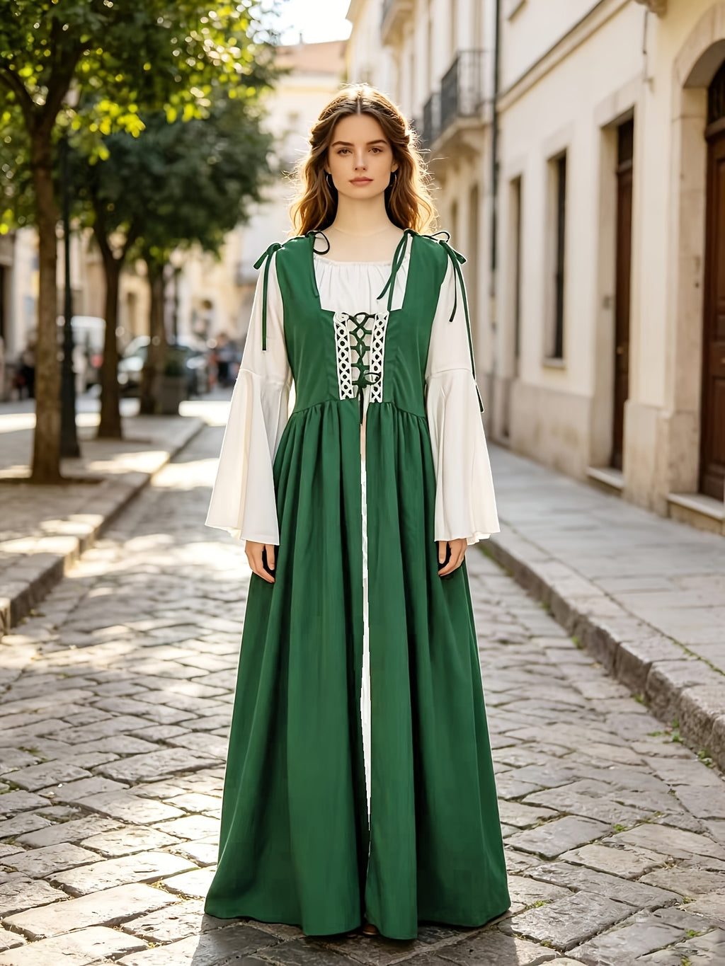 Robe médiévale grande taille, deux pièces à laçage devant