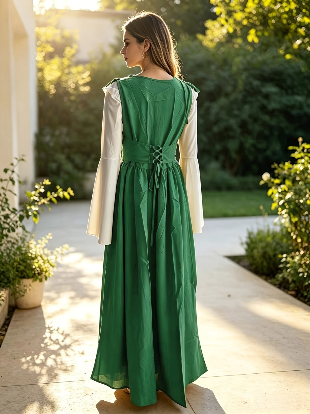 Robe médiévale grande taille, deux pièces à laçage devant