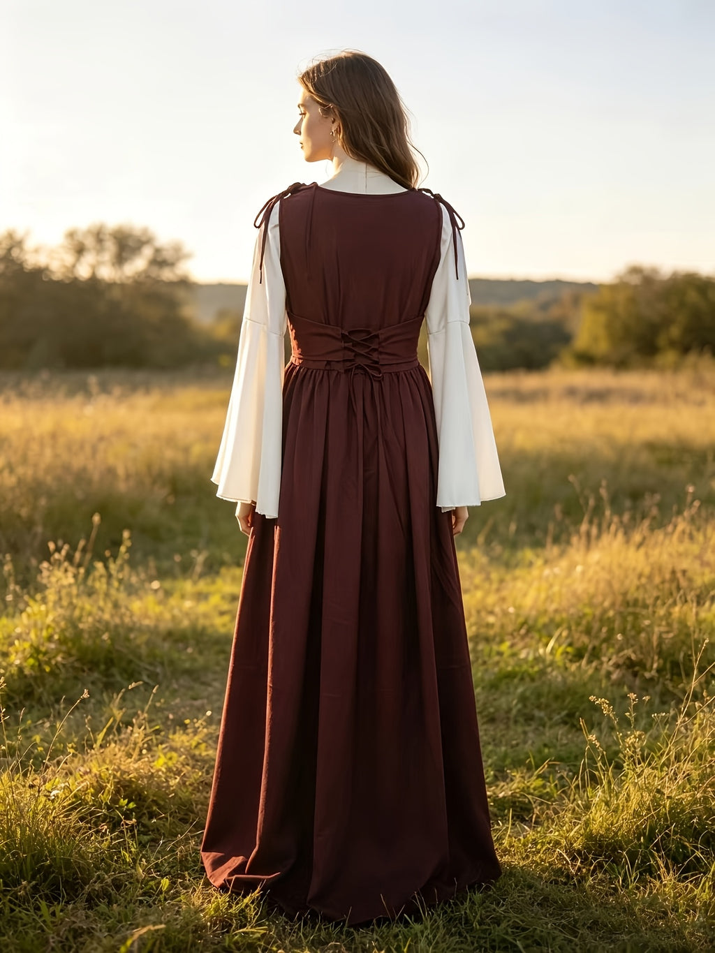 Robe médiévale grande taille, deux pièces à laçage devant