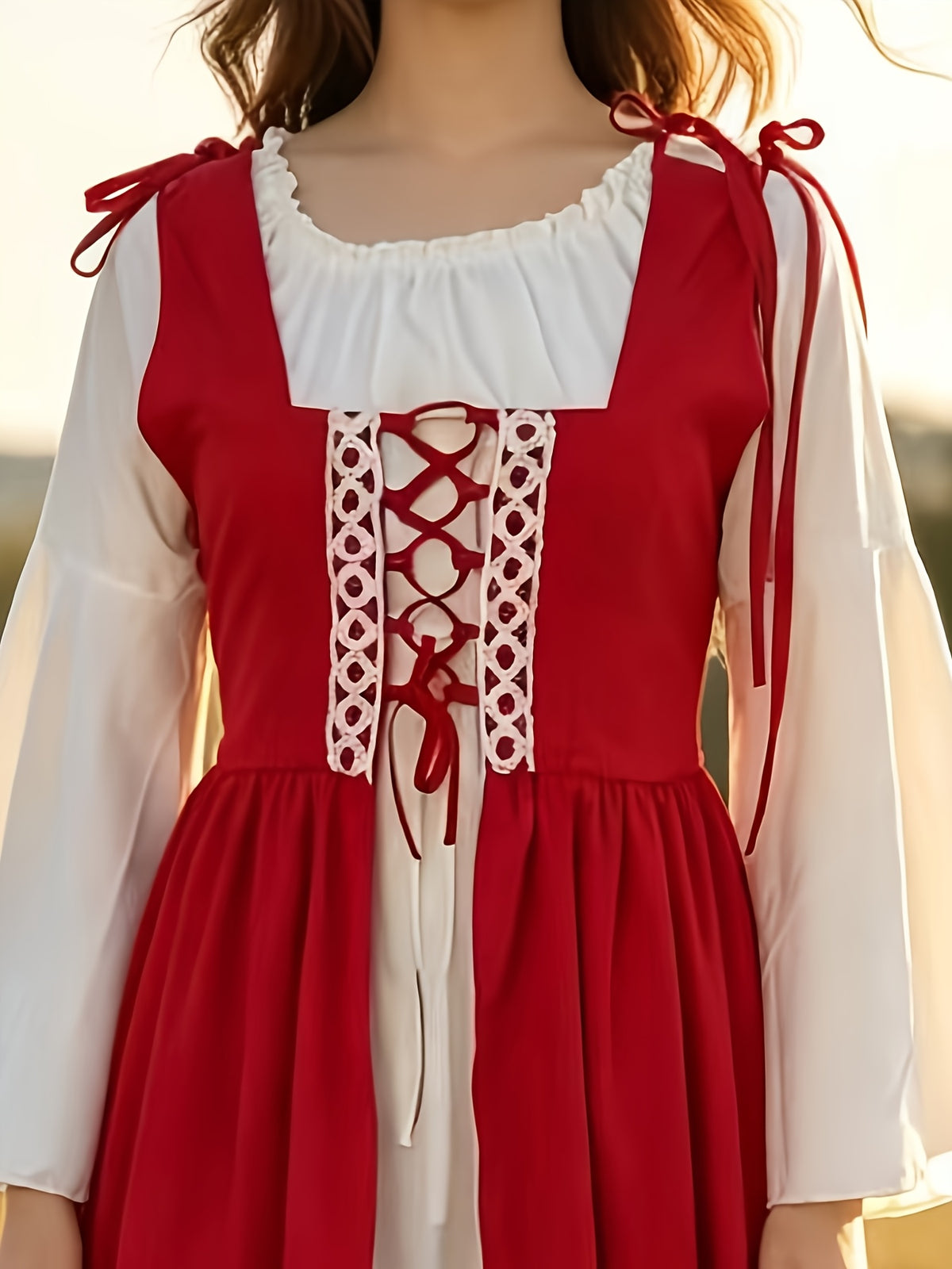 Robe médiévale grande taille, deux pièces à laçage devant