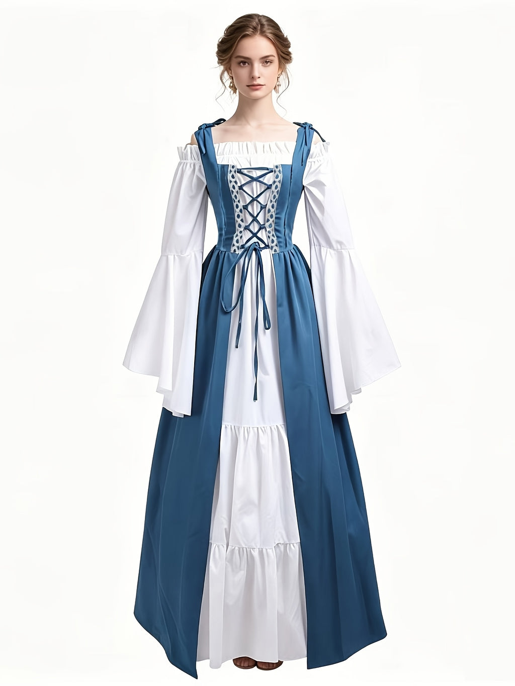 Robe médiévale grande taille, deux pièces à laçage devant
