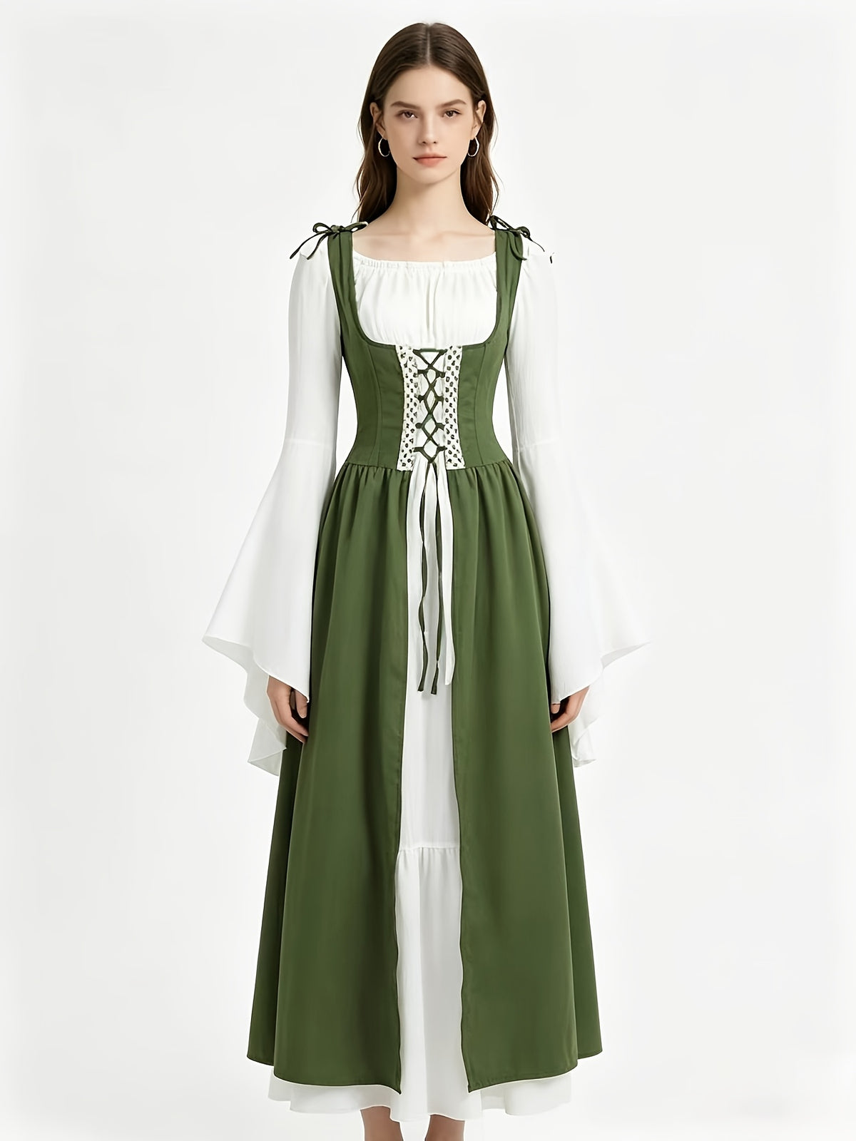 Robe médiévale grande taille, deux pièces à laçage devant