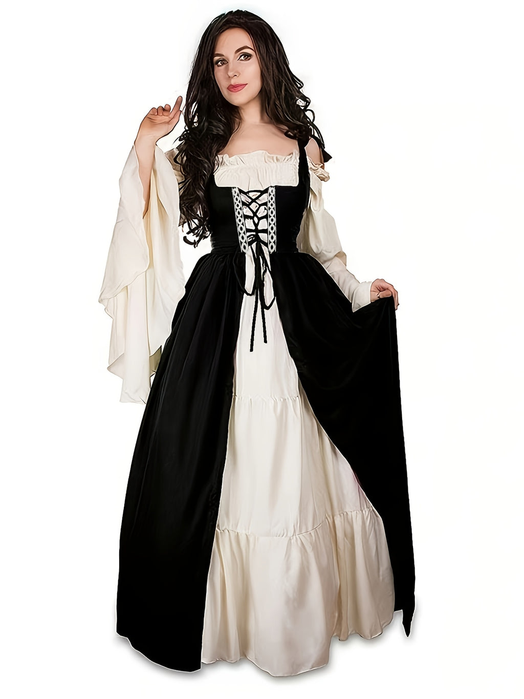 Robe médiévale grande taille, deux pièces à laçage devant