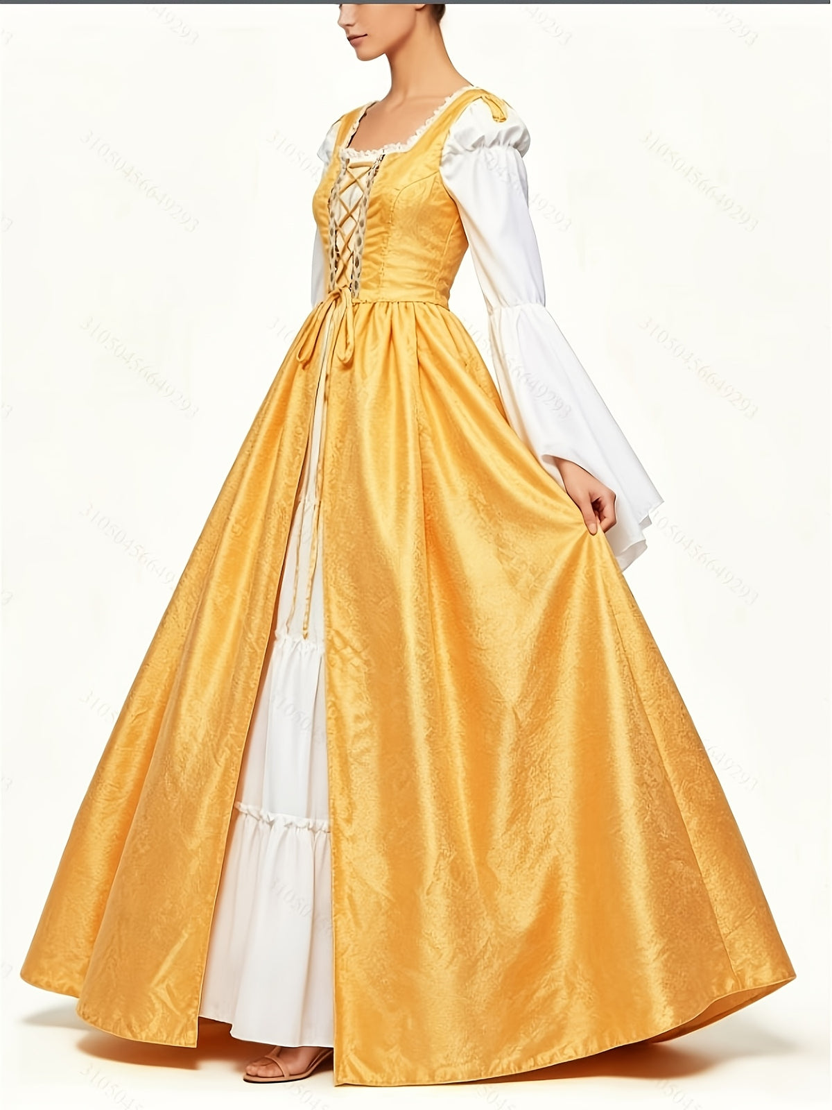 Robe médiévale grande taille, deux pièces à laçage devant