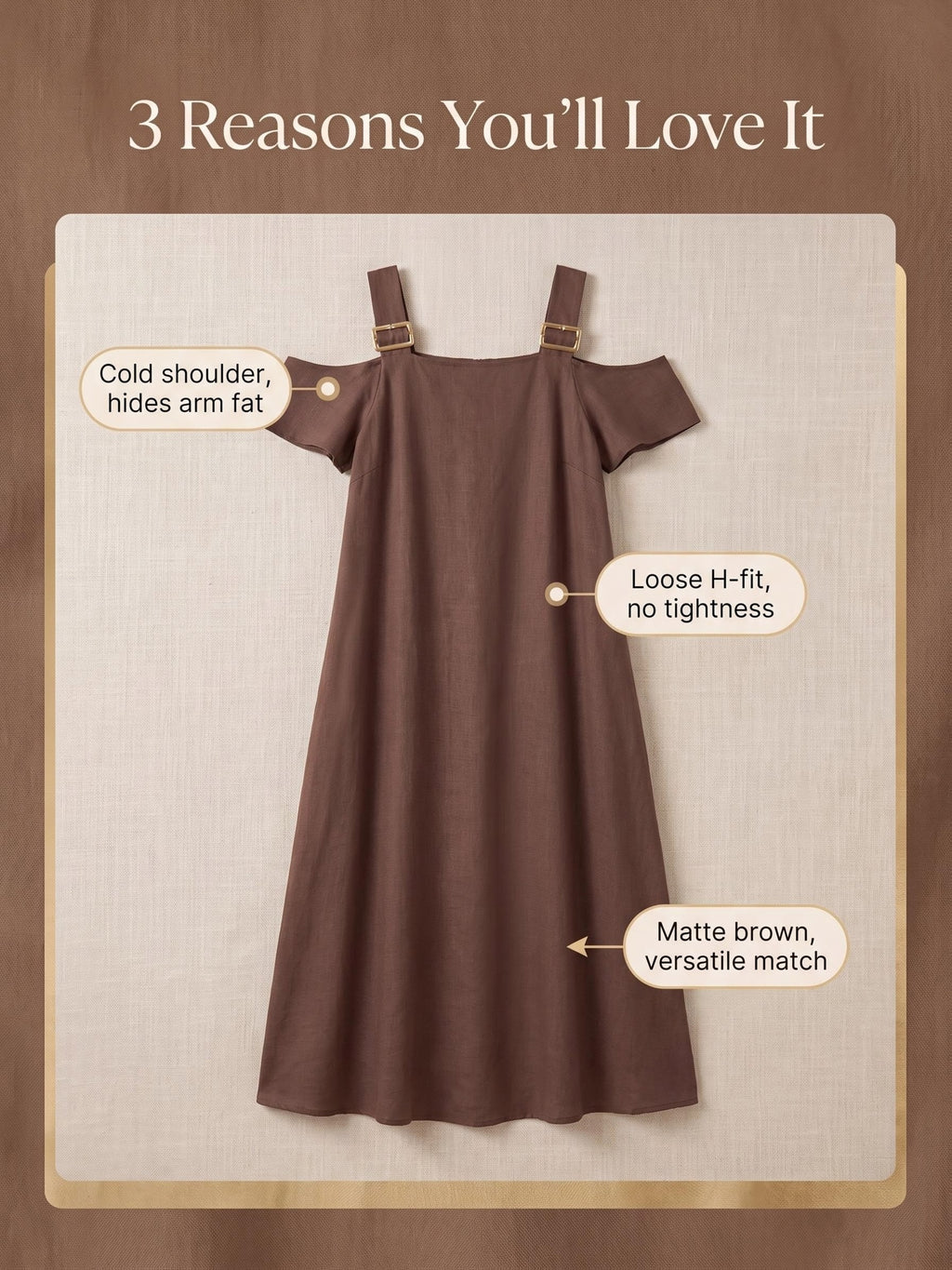 Robe mi-longue grande taille — Viscose et lin, épaules nues