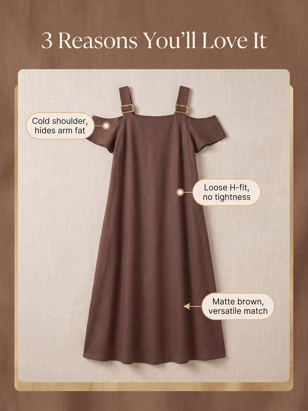 Robe mi-longue grande taille — Viscose et lin, épaules nues