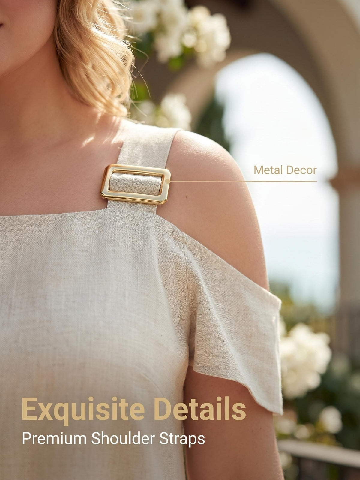 Robe mi-longue grande taille — Viscose et lin, épaules nues