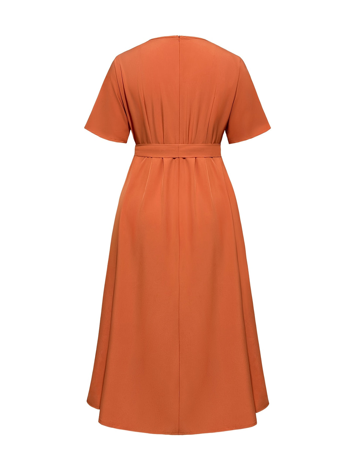 Robe midi grande taille — Drapé en biais et jupe droite