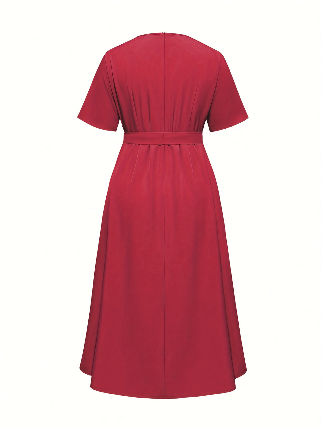 Robe midi grande taille — Drapé en biais et jupe droite