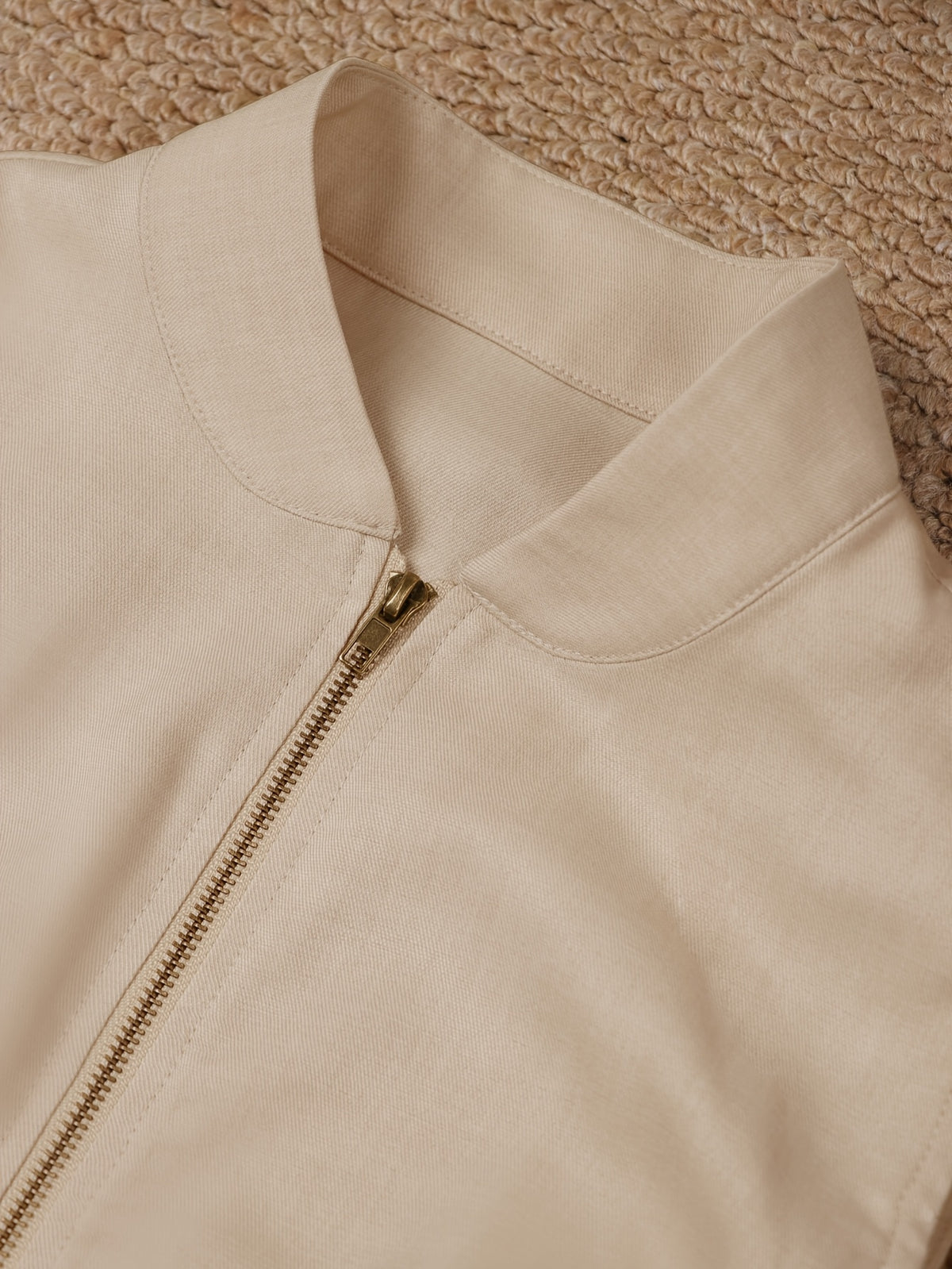 Robe midi grande taille — Beige zippée, col montant et poches
