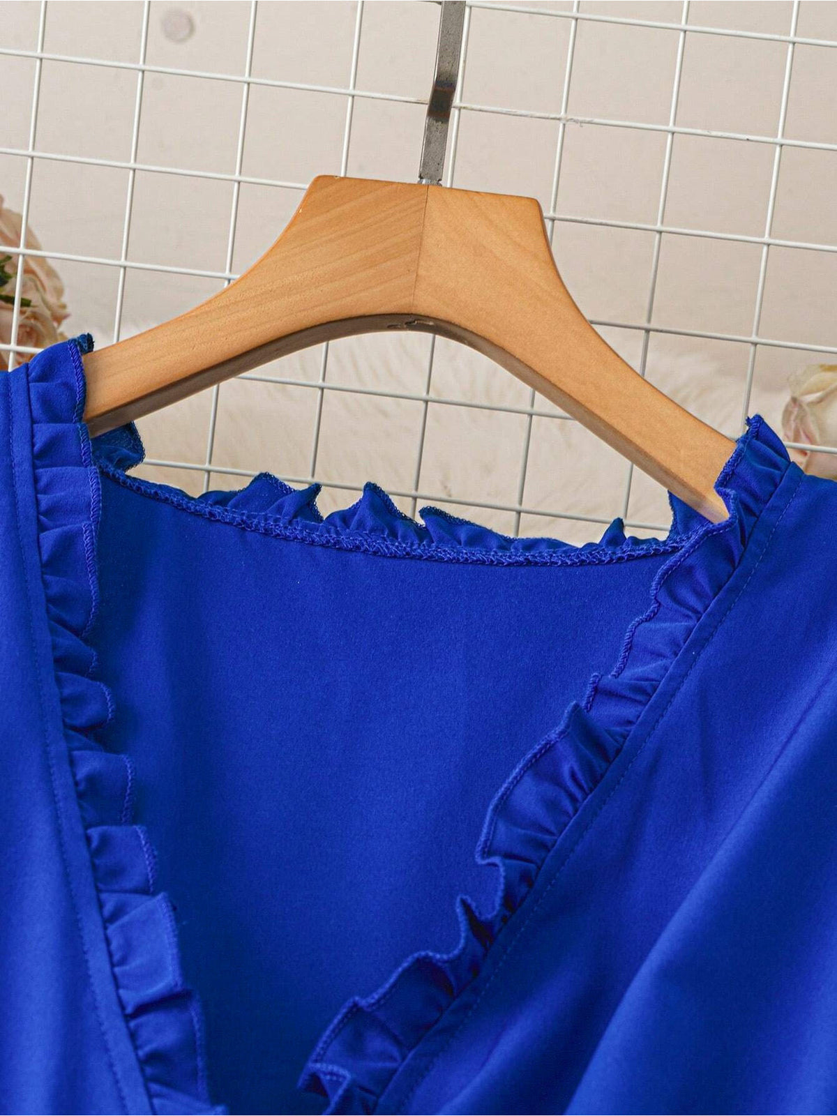 Robe midi grande taille — Bleu roi, jupe plissée et ceinture