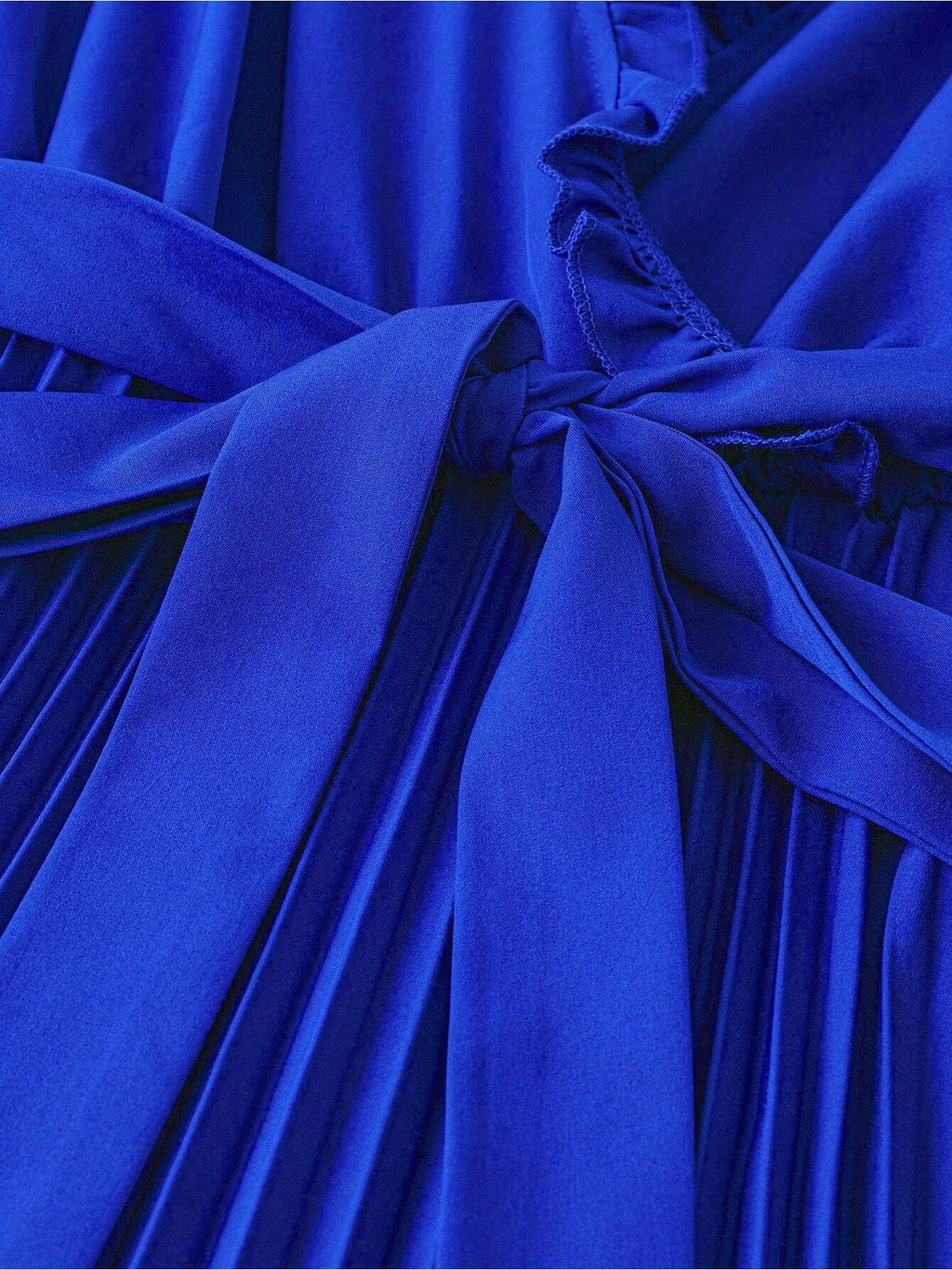 Robe midi grande taille — Bleu roi, jupe plissée et ceinture