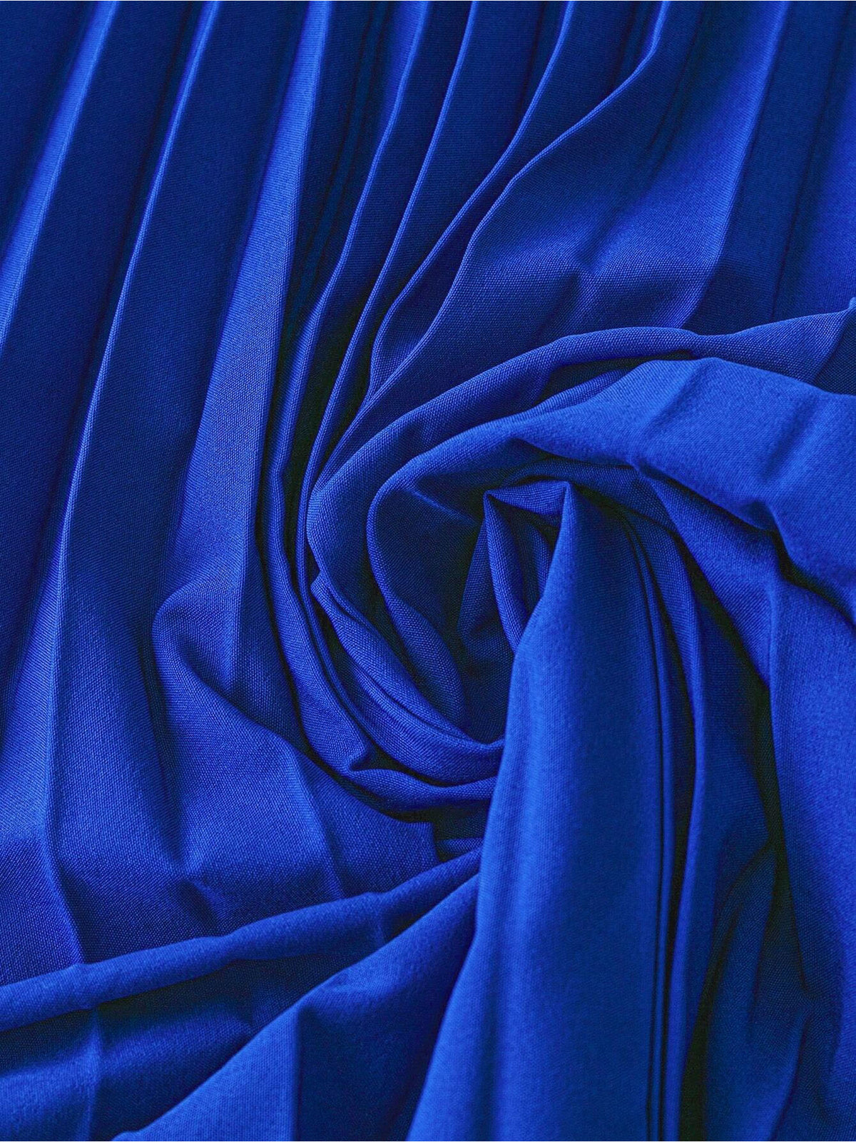 Robe midi grande taille — Bleu roi, jupe plissée et ceinture