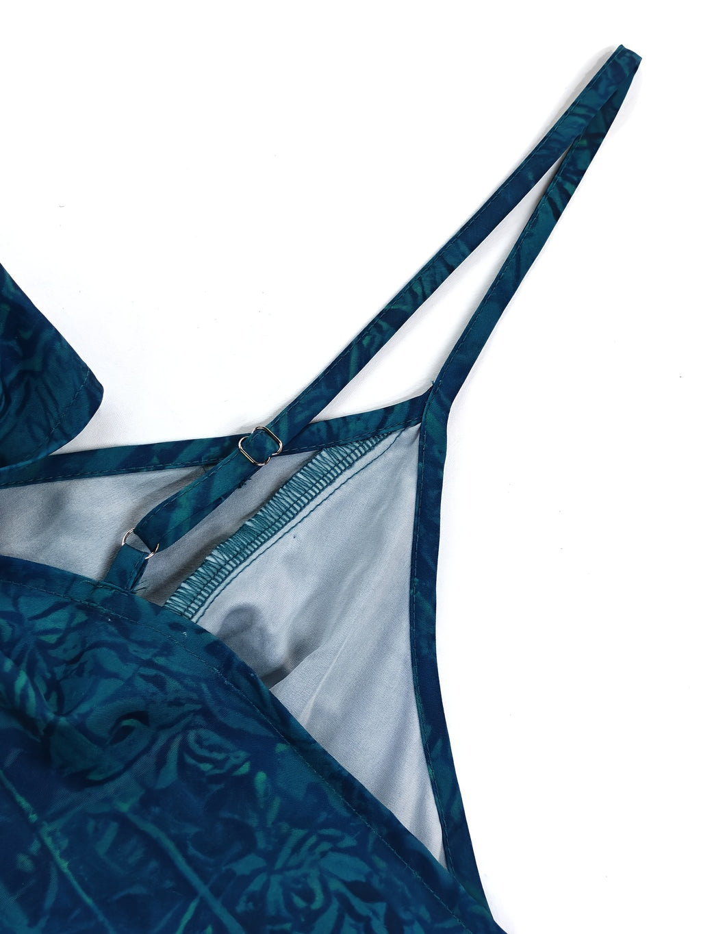 Robe midi grande taille — Bleu paon et galon à losanges