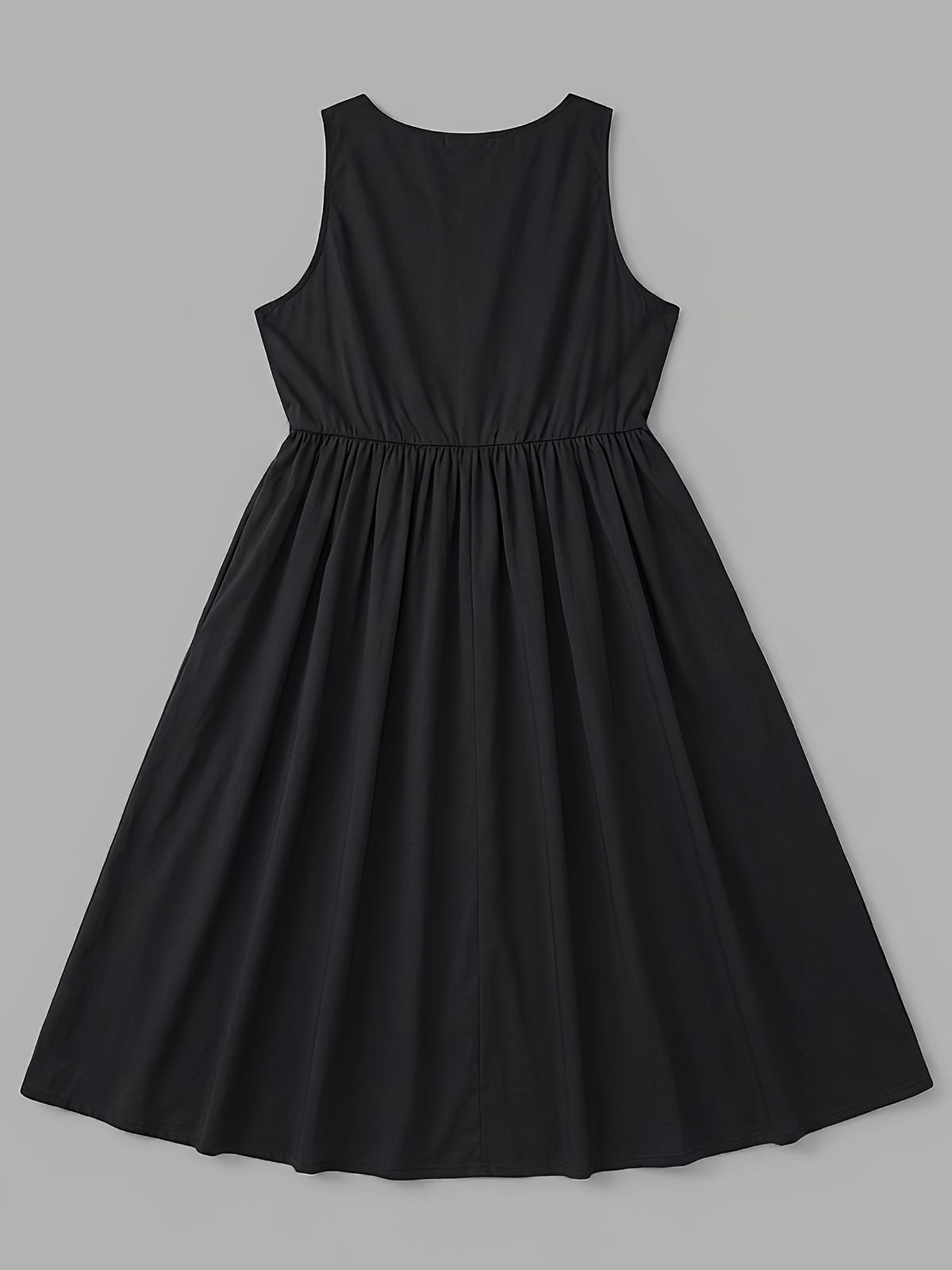 Robe midi grande taille — Buste froncé et bretelles larges