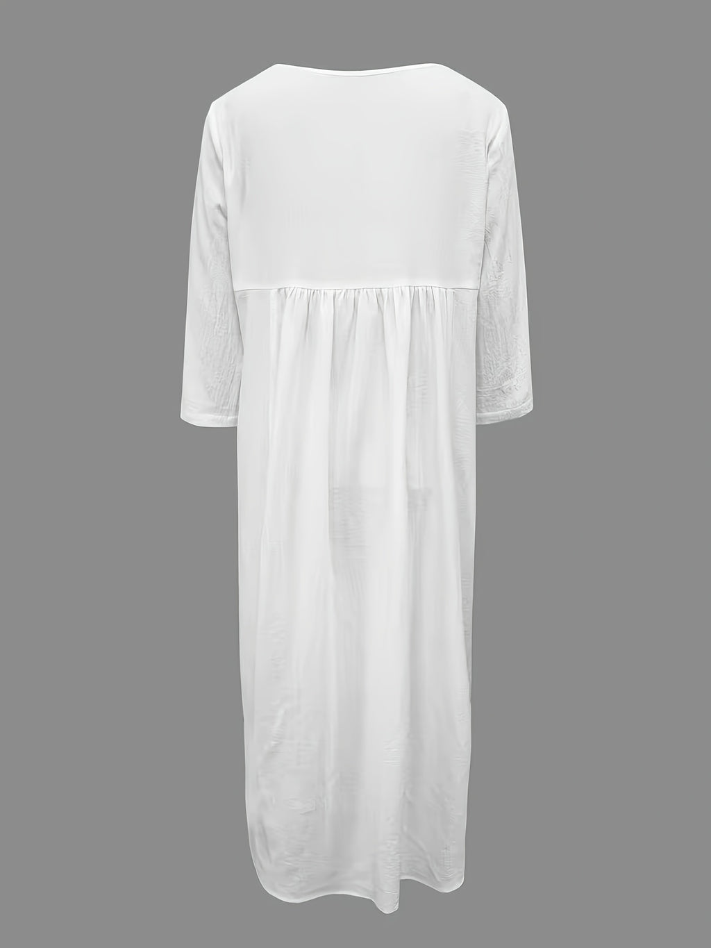 Robe midi grande taille — Coton blanc brodé et jours ajourés