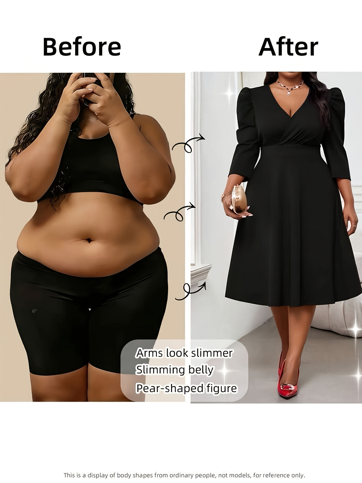 Robe midi grande taille — Noire rétro à manches trois-quarts
