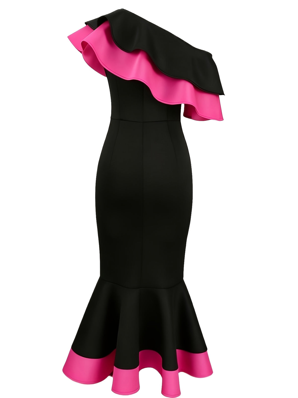 Robe midi grande taille — Sirène noire et liseré fuchsia