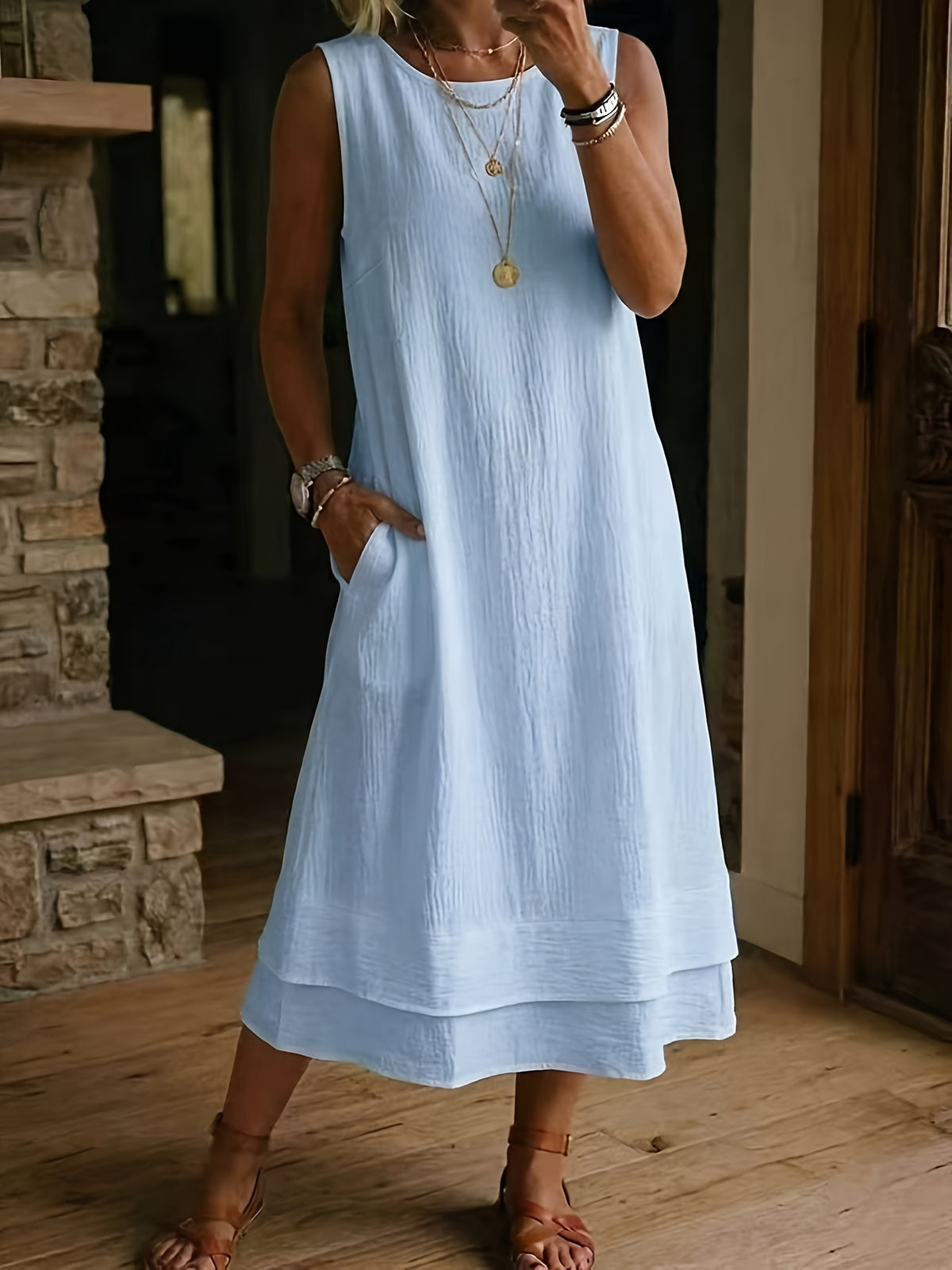 Robe midi grande taille — Ourlet double couche, dix coloris