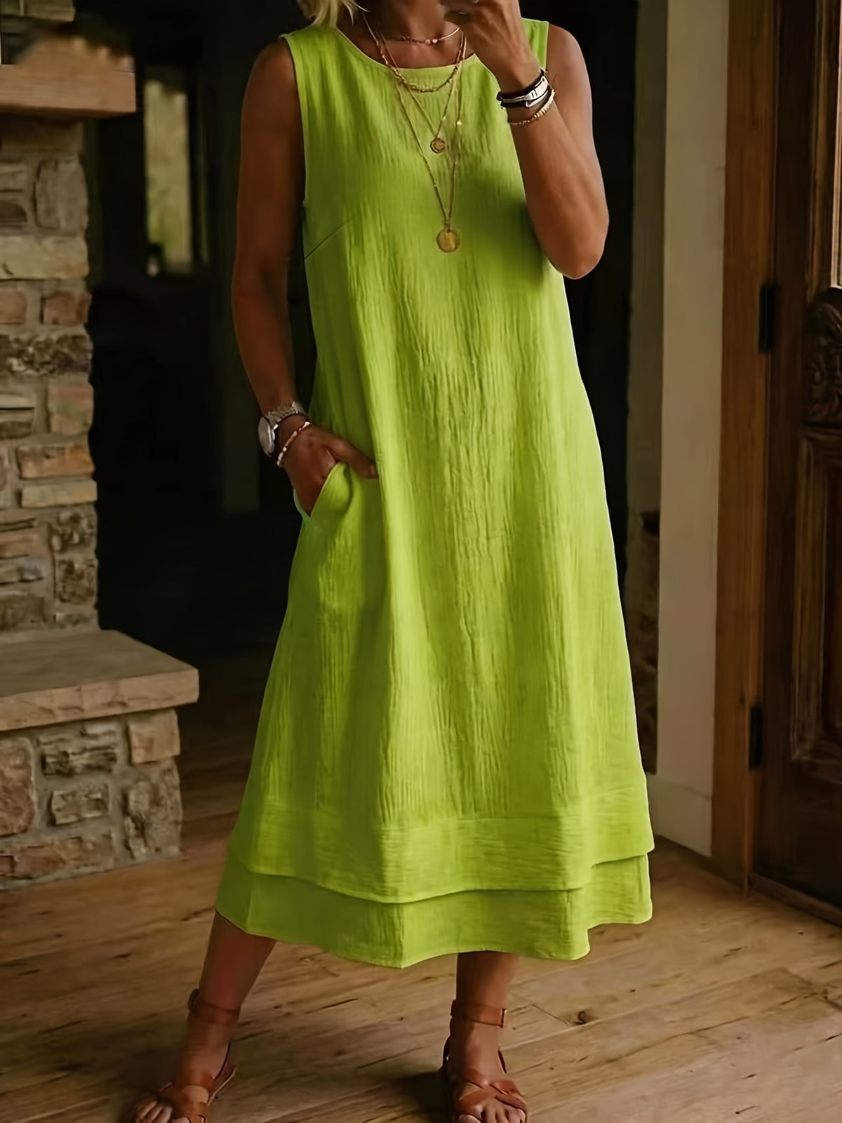 Robe midi grande taille — Ourlet double couche, dix coloris